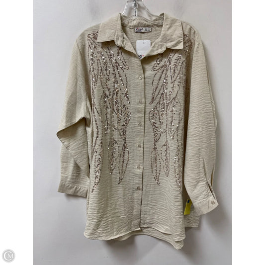 Blouse Long Sleeve By Clothes Mentor In Cream, Size: 1x