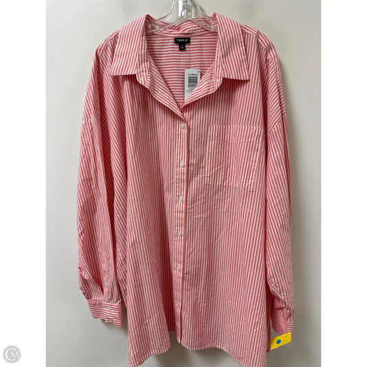 Blouse Long Sleeve By Torrid In Pink & White, Size: 3x
