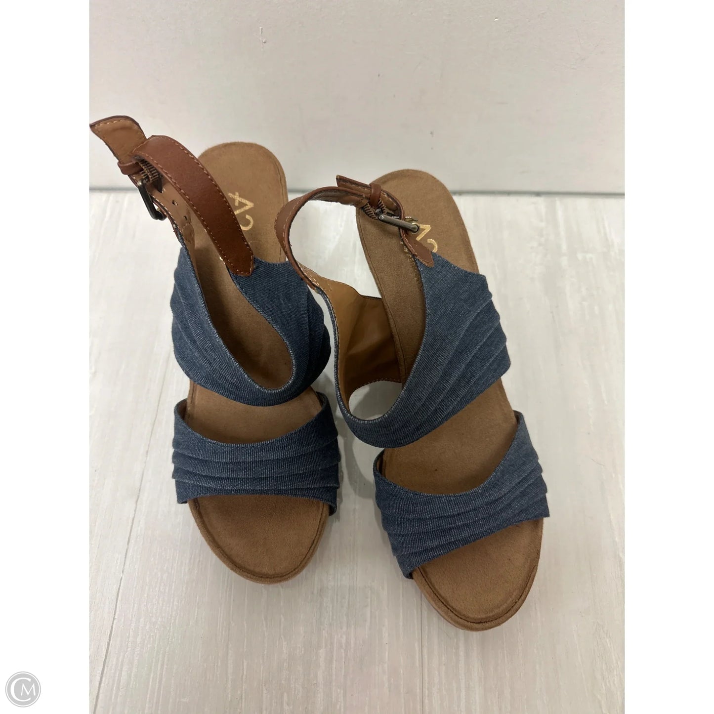 Sandals Heels Wedge By Aerosoles In Blue, Size: 9