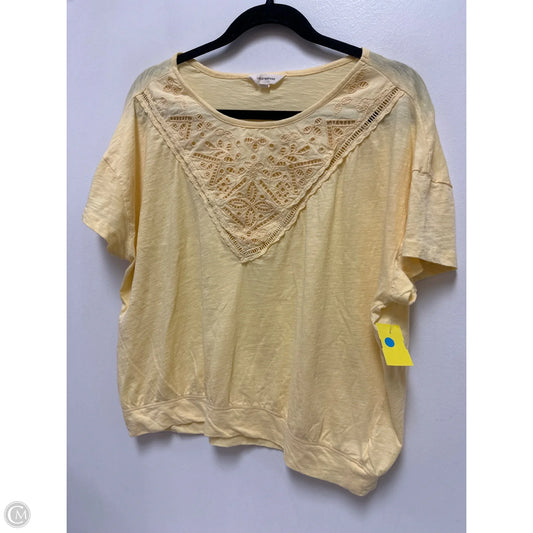 Top Short Sleeve By Lucky Brand In Yellow, Size: Xl