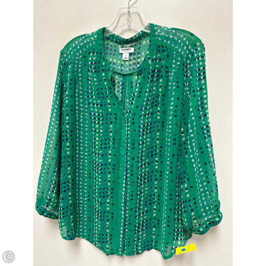 Blouse Long Sleeve By Old Navy In Green, Size: L