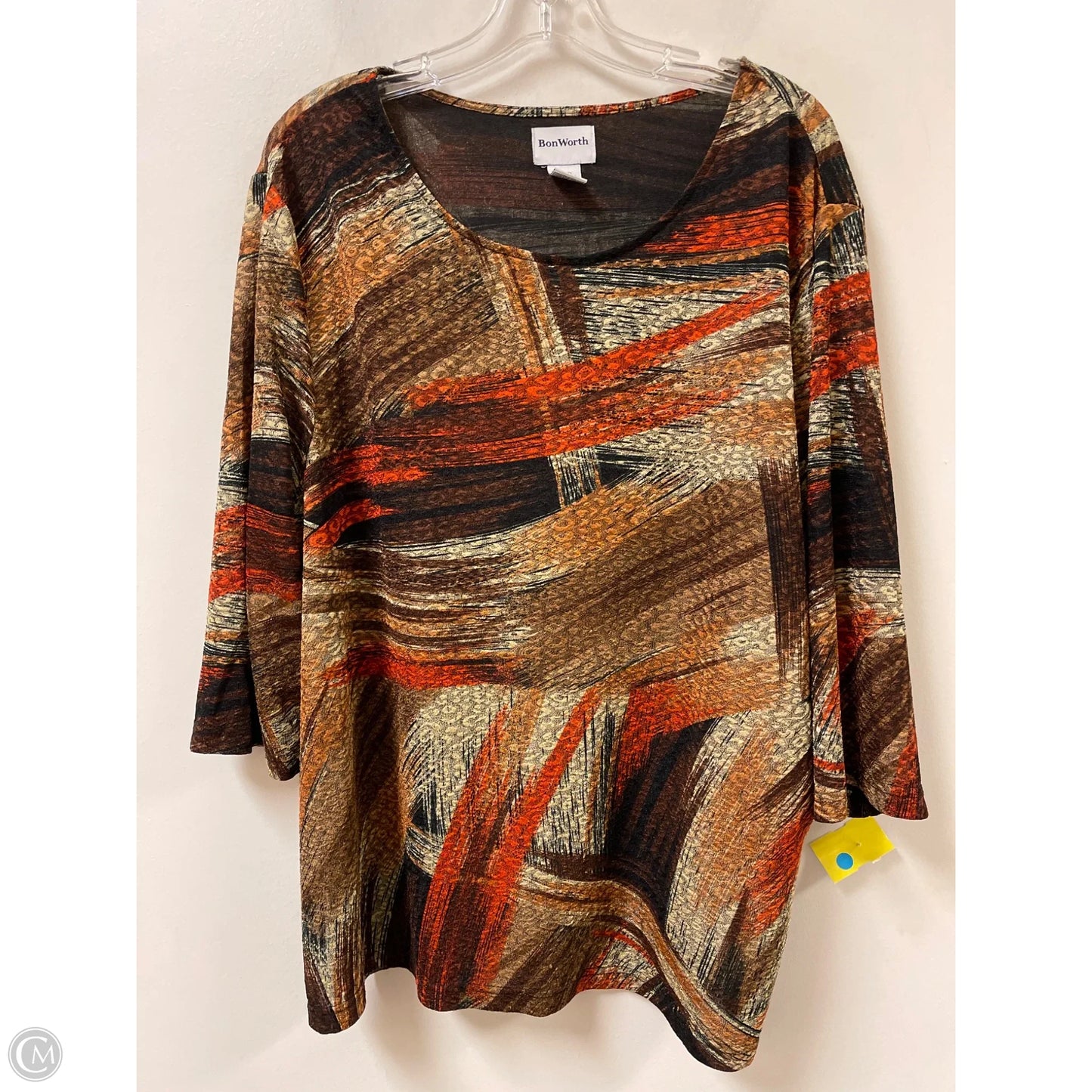 Top Long Sleeve By Bon Worth In Black & Brown, Size: Xlp