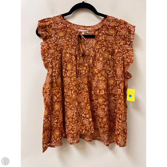Top Short Sleeve By Sundry In Brown, Size: M