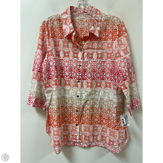 Blouse Long Sleeve By Chicos In Orange & Pink, Size: S