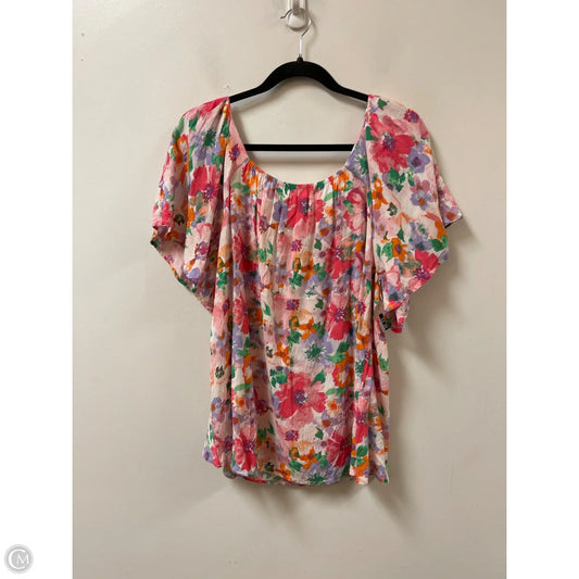 Top Short Sleeve By Emily Wonder In Floral Print, Size: 1x