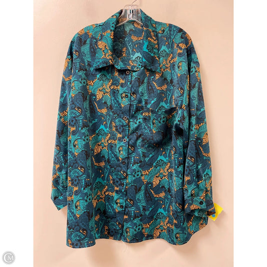 Blouse Long Sleeve By Shein In Teal, Size: 2x