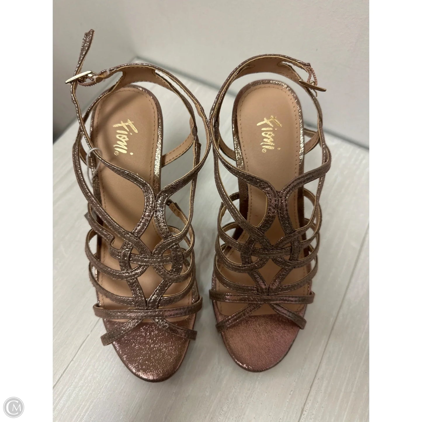 Sandals Heels Stiletto By Fioni In Rose Gold, Size: 5.5