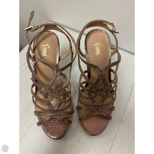 Sandals Heels Stiletto By Fioni In Rose Gold, Size: 5.5