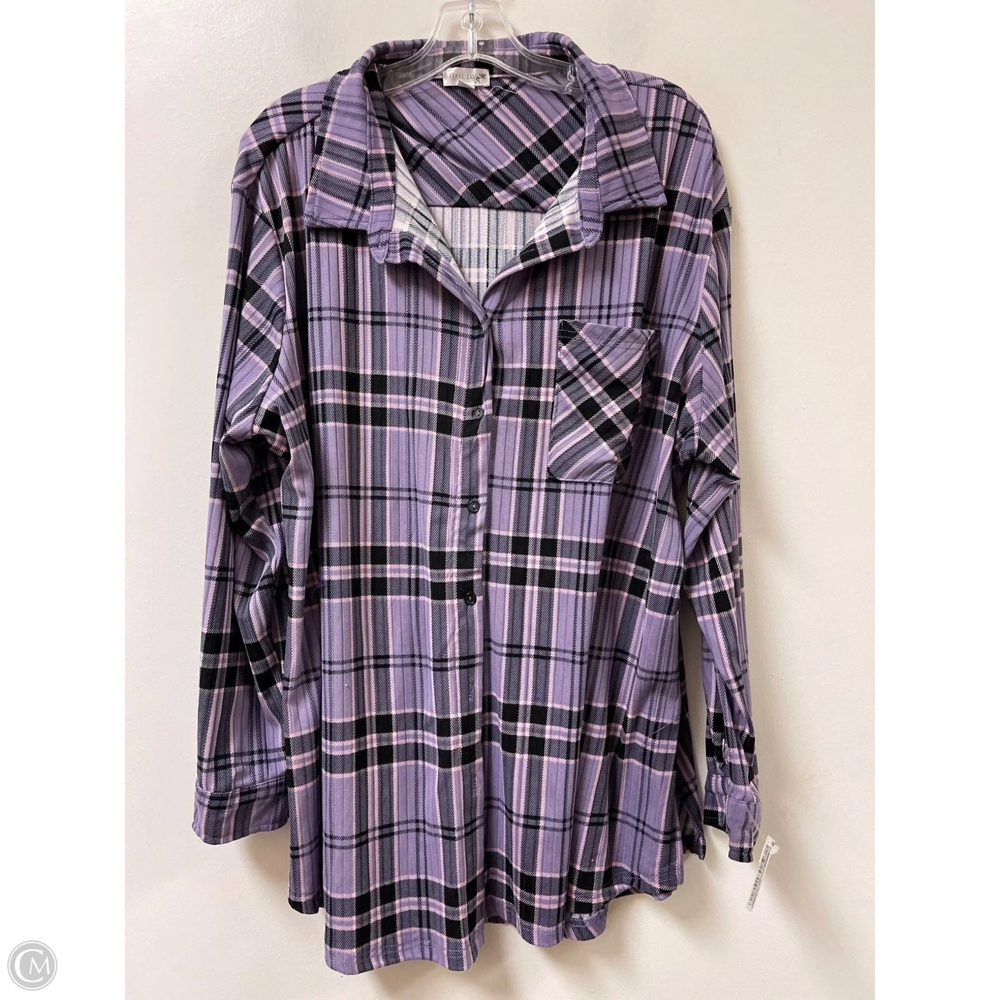Blouse Long Sleeve By Clothes Mentor In Black & Purple, Size: 2x