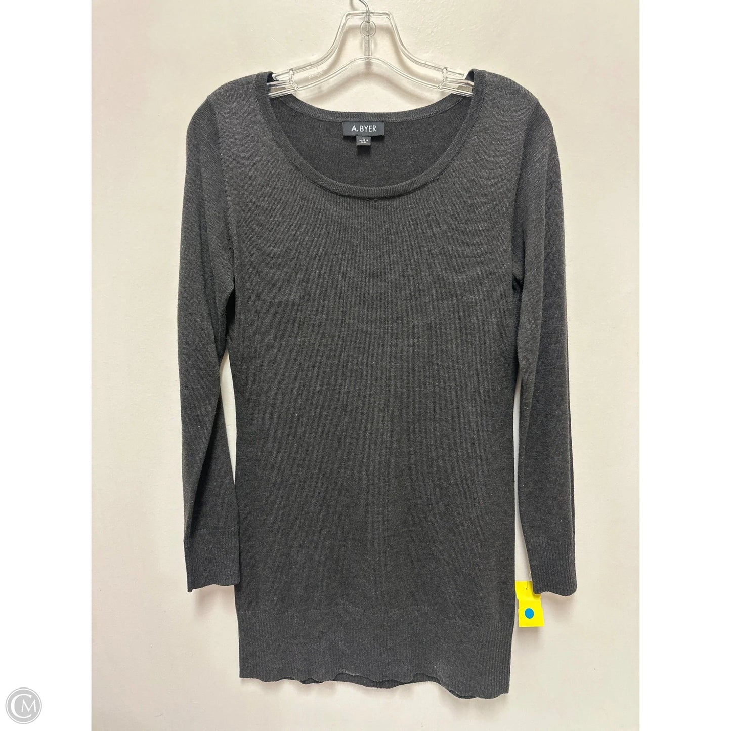 Top Long Sleeve By A Byer In Grey, Size: L