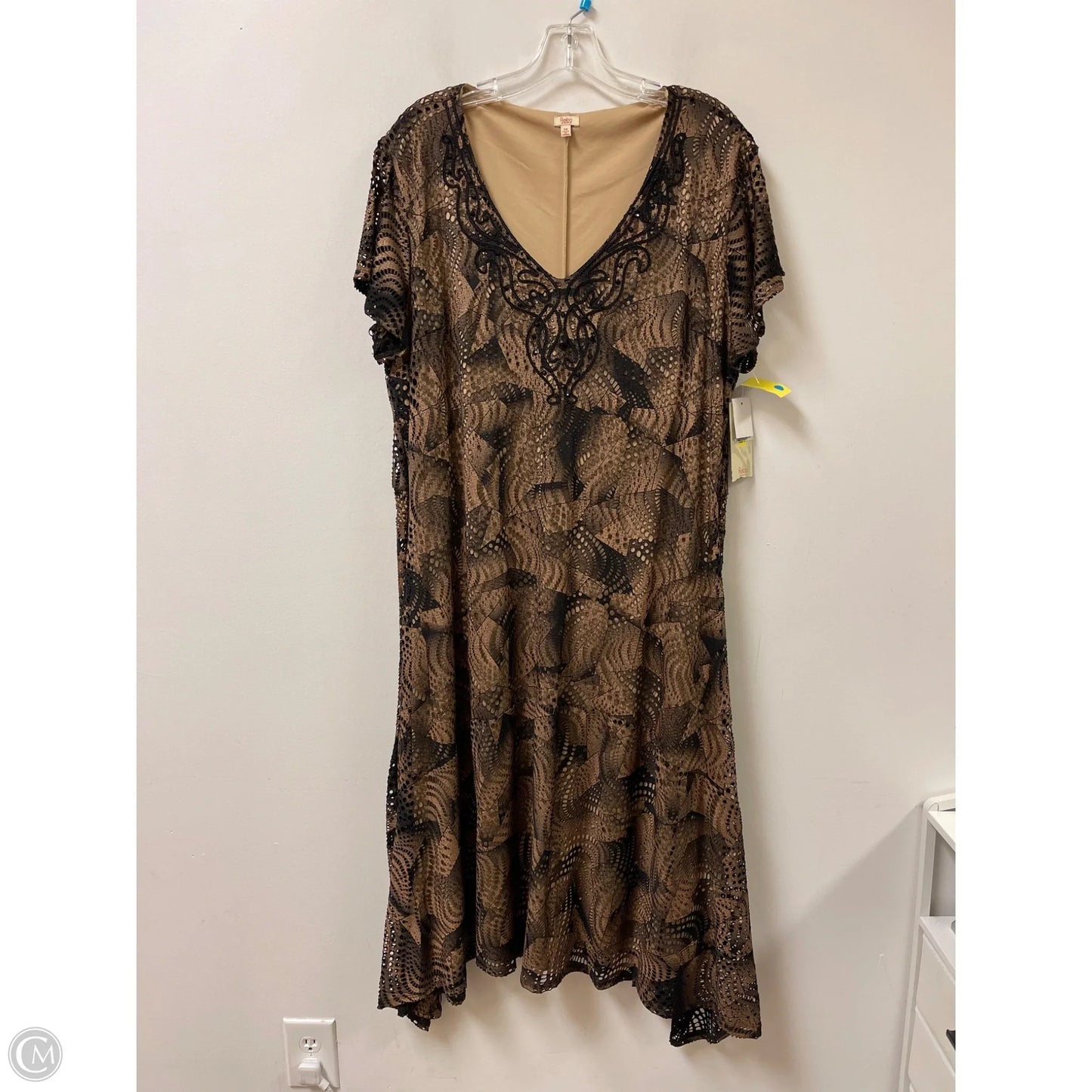 Dress Casual Midi By Reba In Black & Brown, Size: 3x