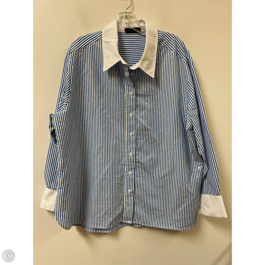 Blouse Long Sleeve By Lane Bryant In Blue & White, Size: 2x