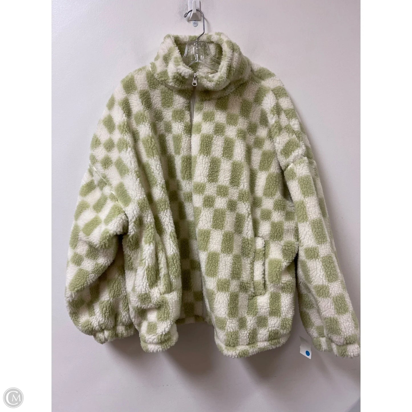 Jacket Faux Fur & Sherpa By A New Day In Green & White, Size: 2x