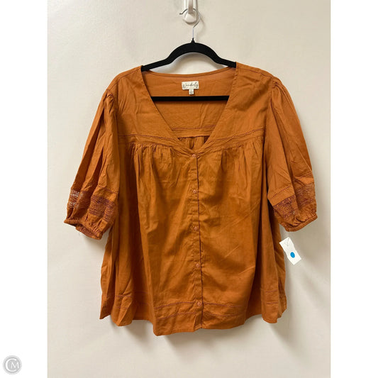 Blouse Short Sleeve By Wonderly In Orange, Size: L