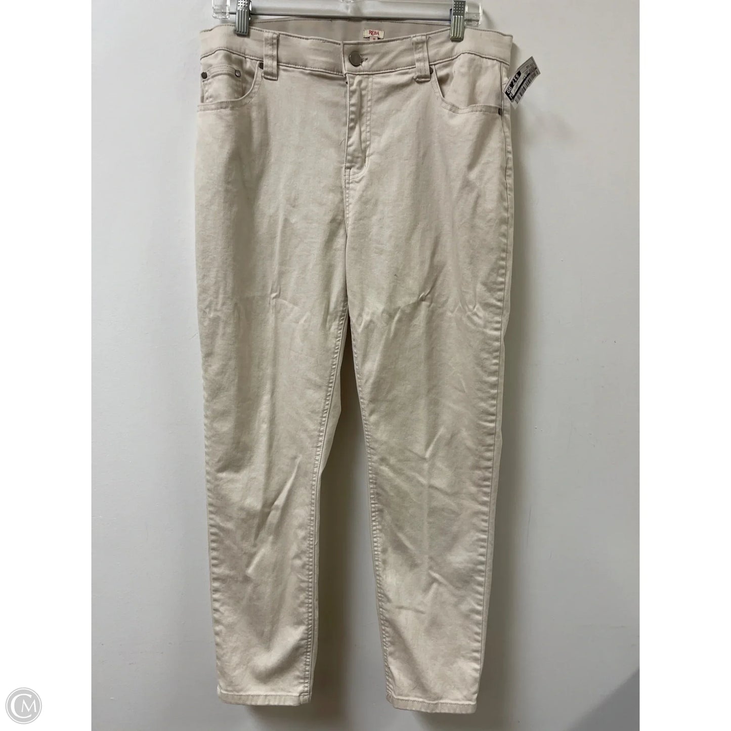 Jeans Skinny By Reba In Cream Denim, Size: 16