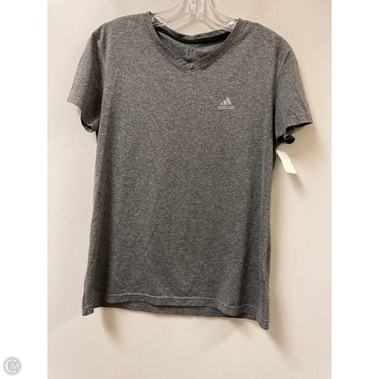 Athletic Top Short Sleeve By Adidas In Grey, Size: M