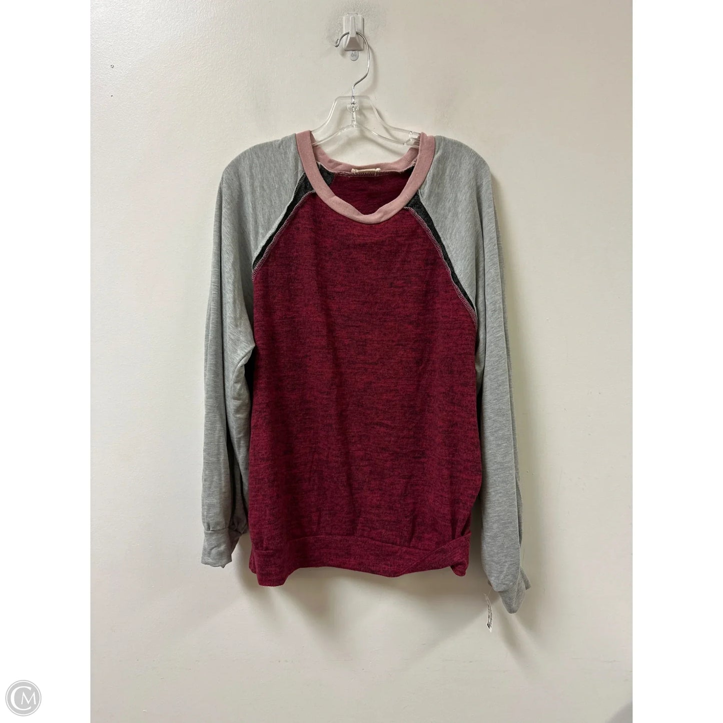 Top Long Sleeve By Beeson River In Grey & Red, Size: M