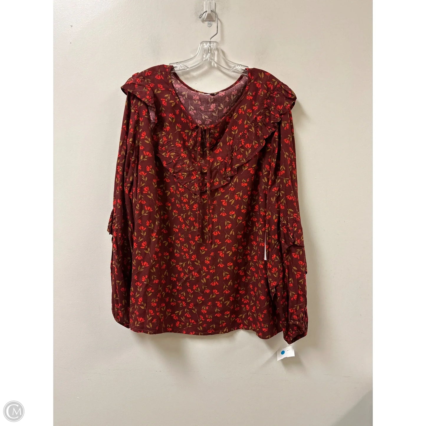 Top Long Sleeve By Sonoma In Red, Size: 3x