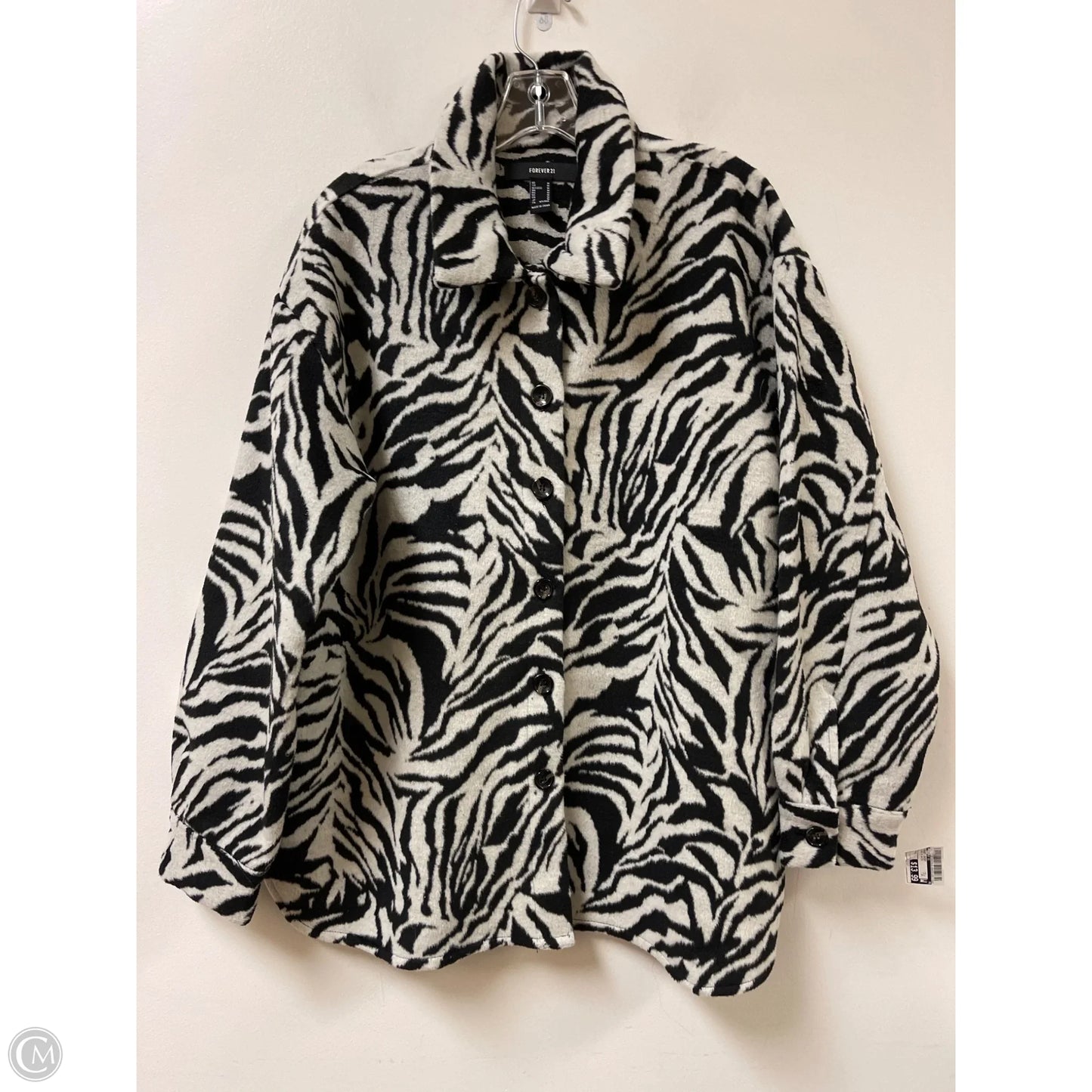 Jacket Shirt By Forever 21 In Black & White, Size: M
