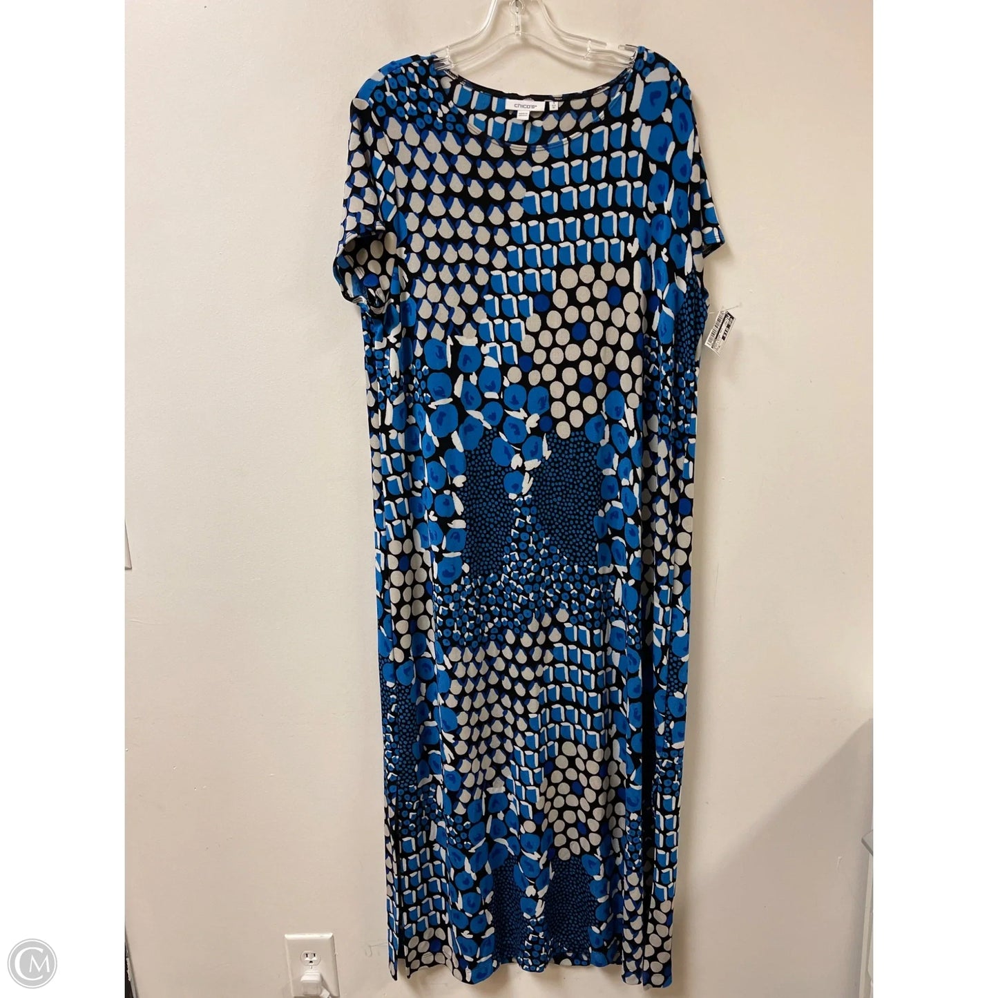 Dress Casual Maxi By Chicos In Black & Blue, Size: Xl