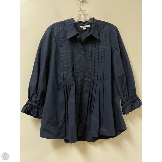 Blouse Long Sleeve By Chicos In Navy, Size: M