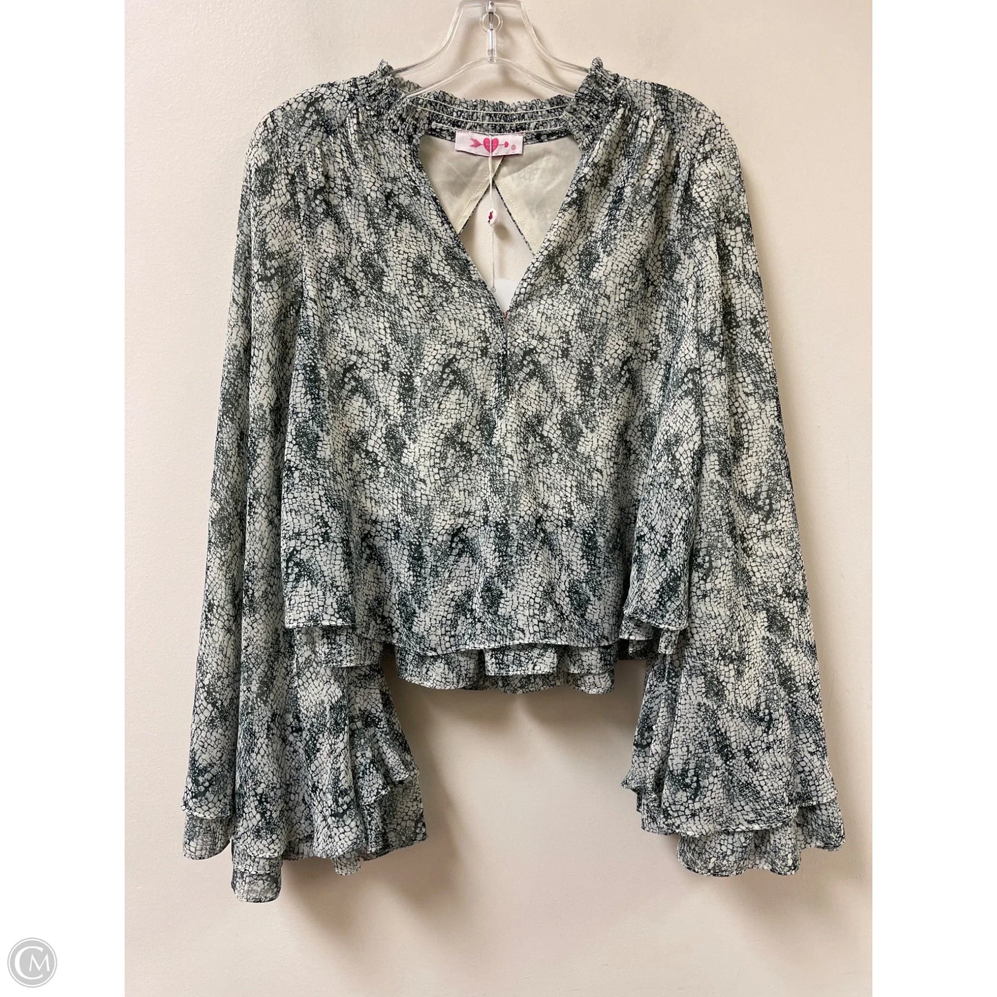 Top Long Sleeve By Buddy Love In Snakeskin Print, Size: Xs