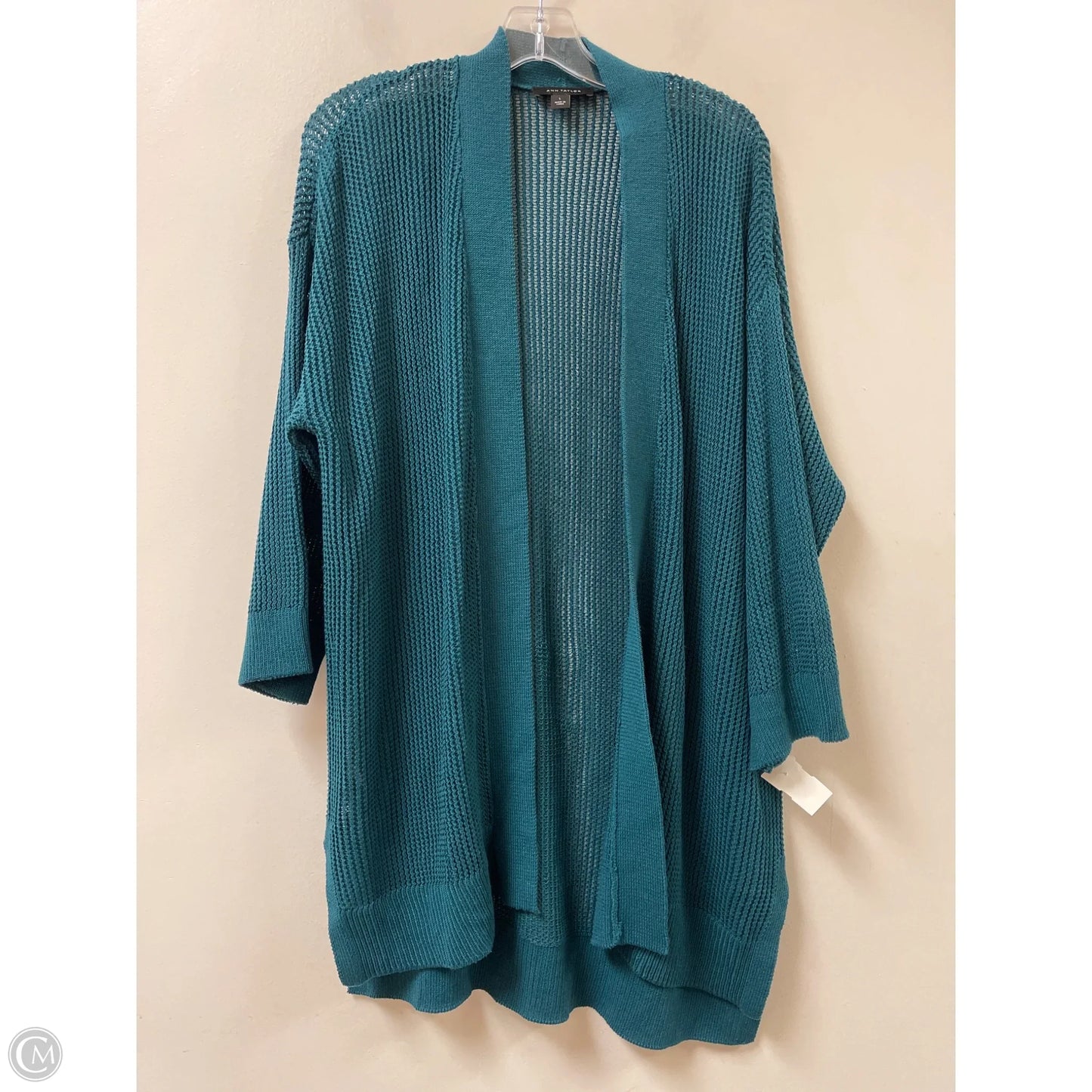 Sweater Cardigan By Ann Taylor In Teal, Size: L