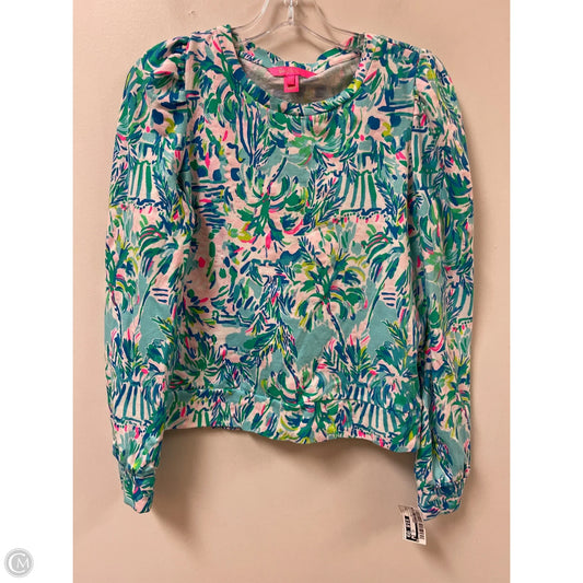 Top Long Sleeve Designer By Lilly Pulitzer In Blue & Pink, Size: S