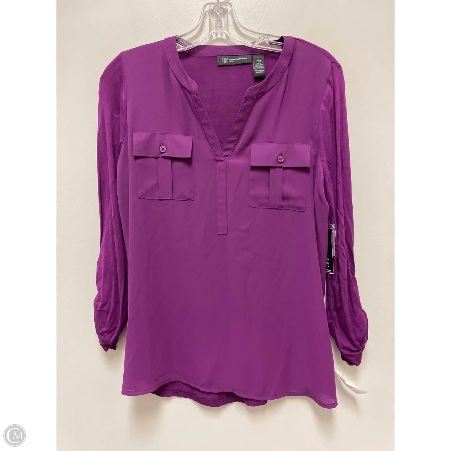 Top Long Sleeve By Inc In Purple, Size: M