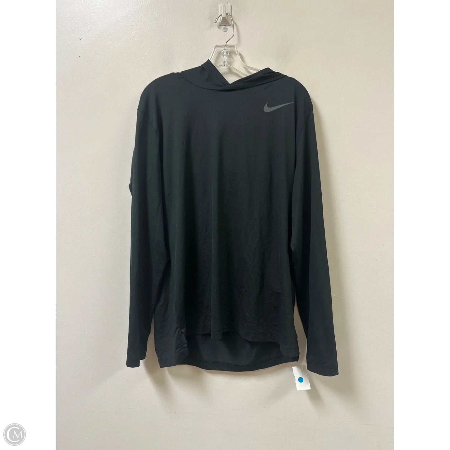 Athletic Top Long Sleeve Hoodie By Nike In Black, Size: L