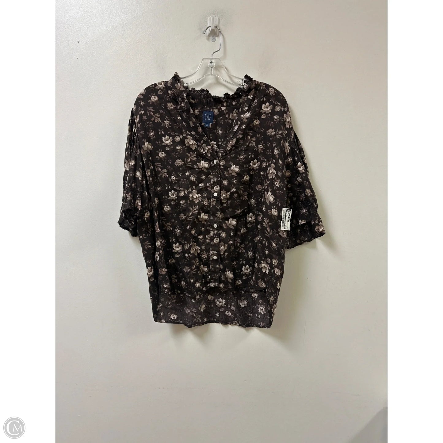 Blouse Short Sleeve By Gap In Brown, Size: L