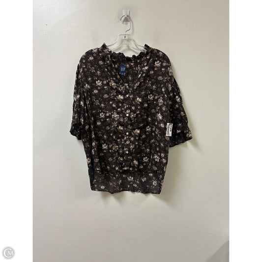 Blouse Short Sleeve By Gap In Brown, Size: L
