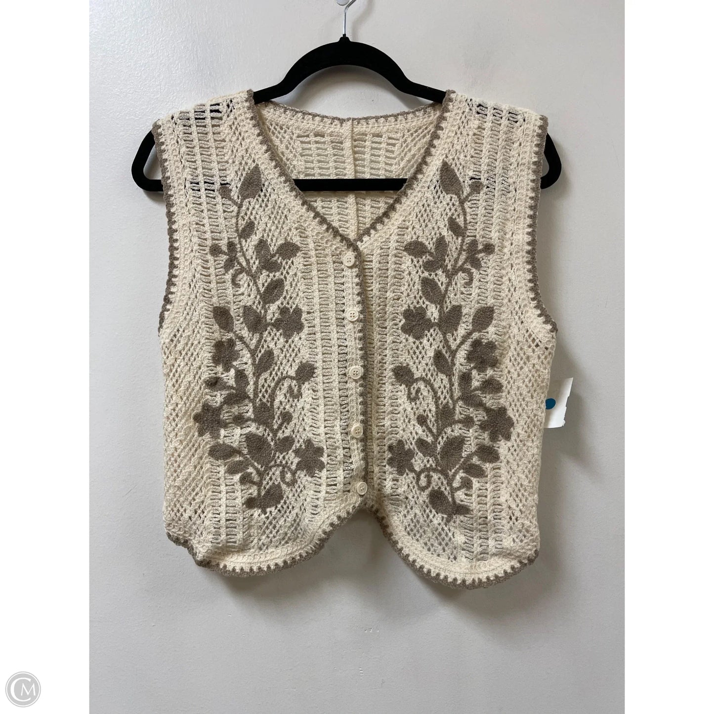 Vest Sweater By Clothes Mentor In Cream, Size: S