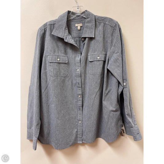 Blouse Long Sleeve By Talbots In Grey, Size: L