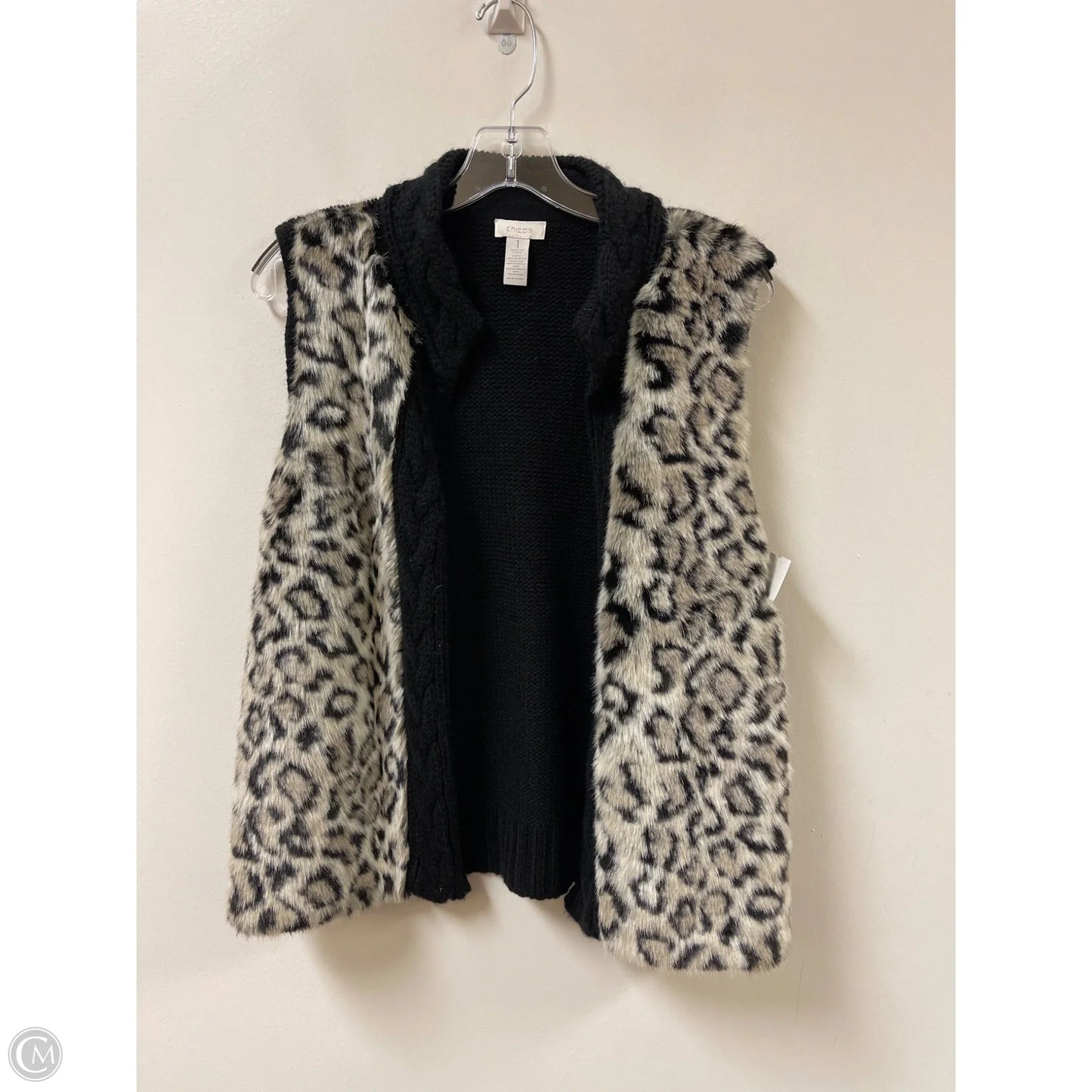 Vest Faux Fur & Sherpa By Chicos In Animal Print, Size: M