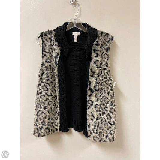 Vest Faux Fur & Sherpa By Chicos In Animal Print, Size: M