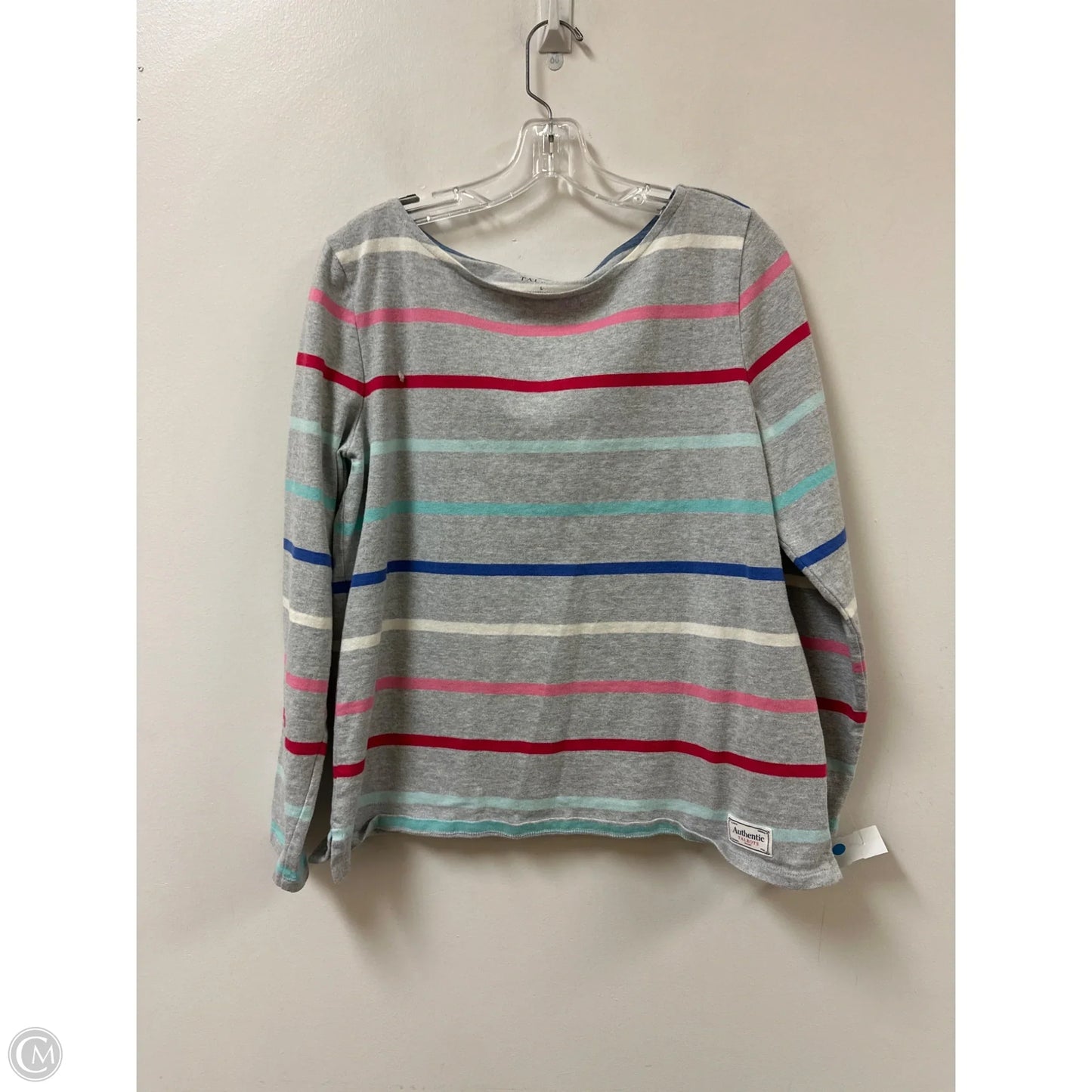 Top Long Sleeve By Talbots In Striped Pattern, Size: L
