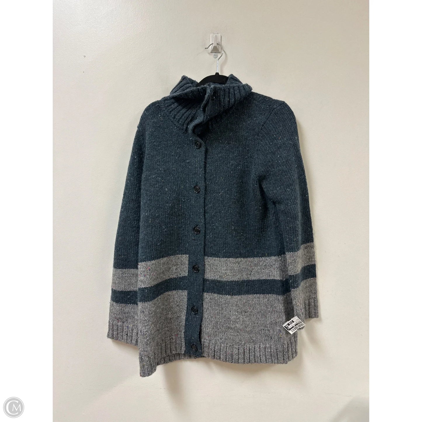 Sweater Cardigan By Talbots In Blue & Grey, Size: L