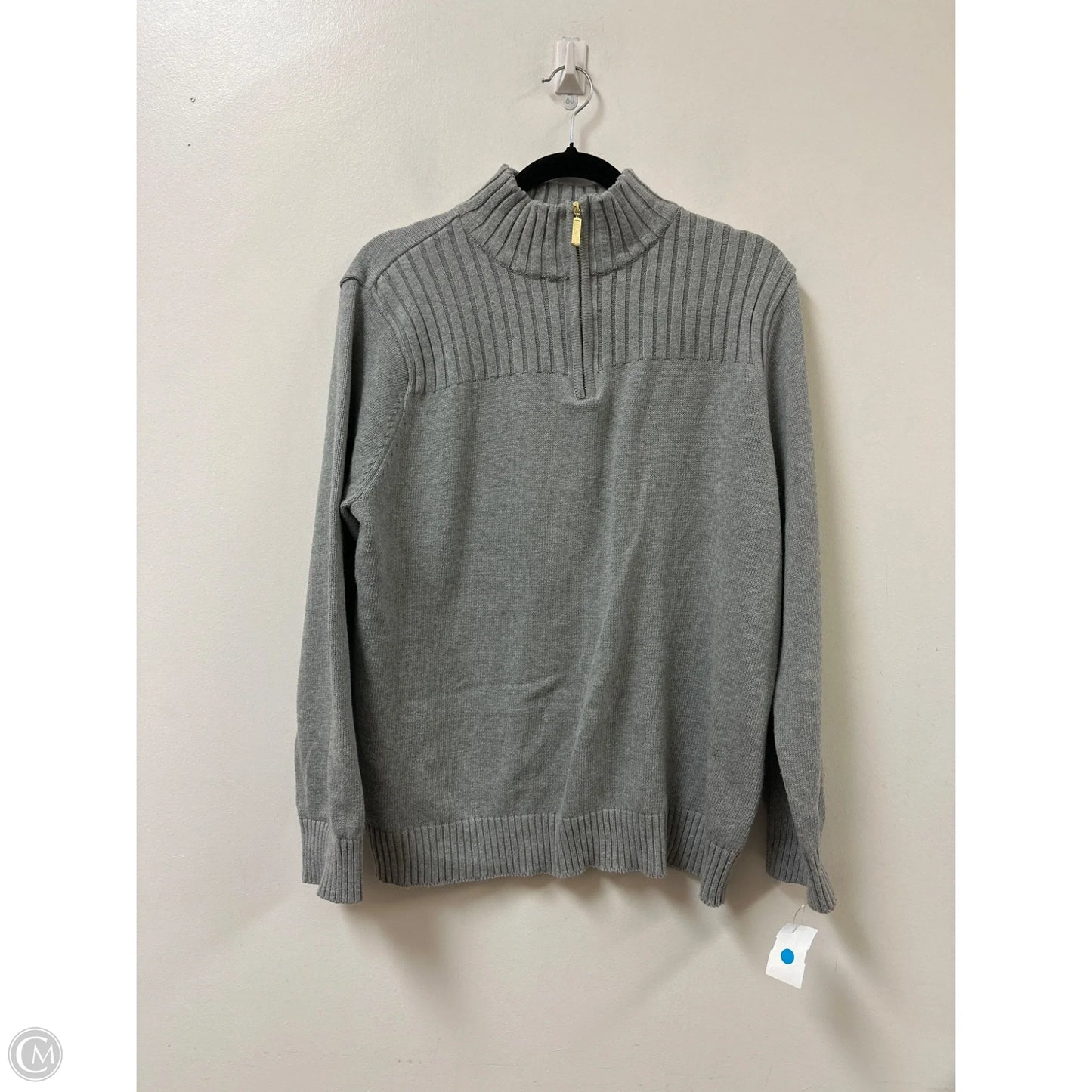 Sweatshirt Collar By Karen Scott In Grey, Size: L