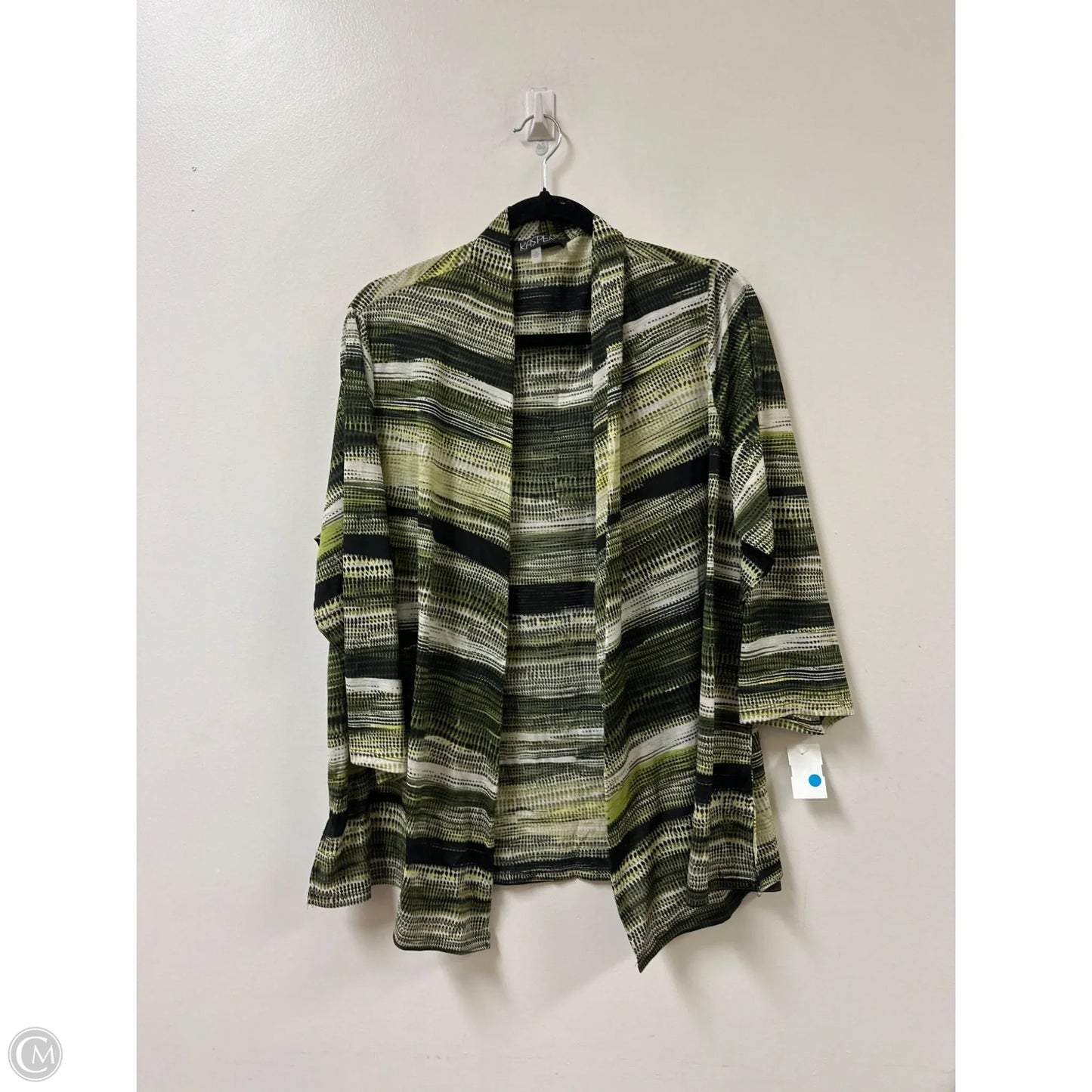 Sweater Cardigan By Kasper In Black & Green, Size: 1x