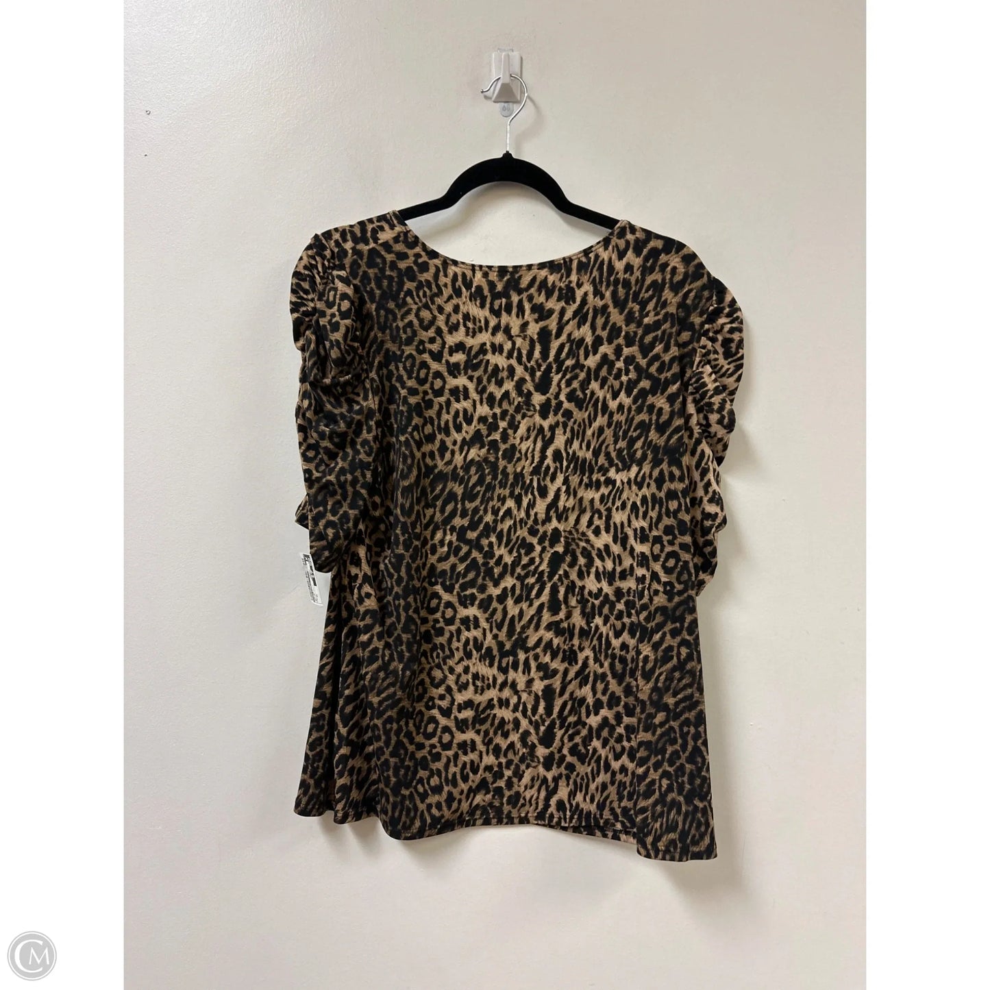 Top Short Sleeve By Coco Bianco In Animal Print, Size: Xl