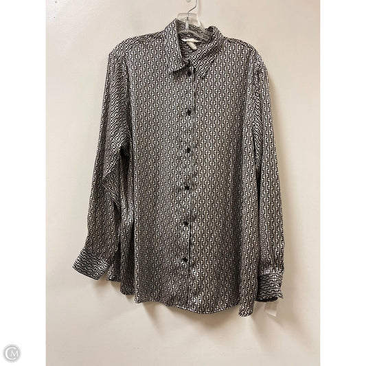 Blouse Long Sleeve By H&m In Black & Cream, Size: L