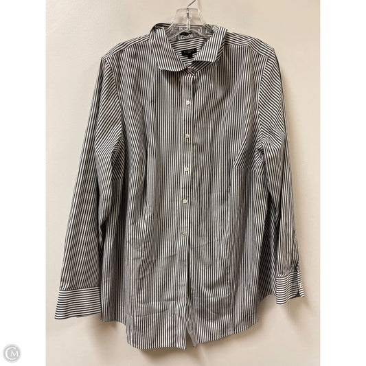 Blouse Long Sleeve By Talbots In Grey & White, Size: 1x