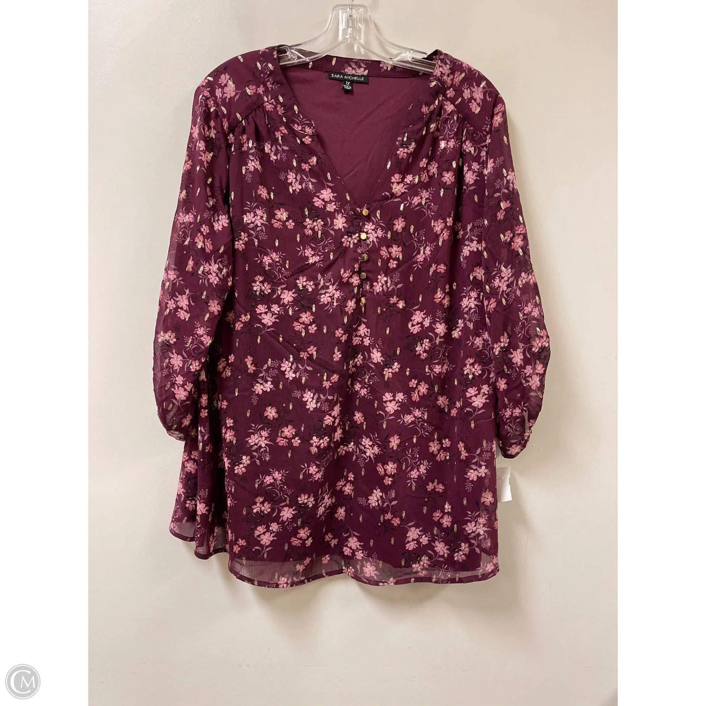 Top Long Sleeve By Sara Michelle In Purple, Size: 1x