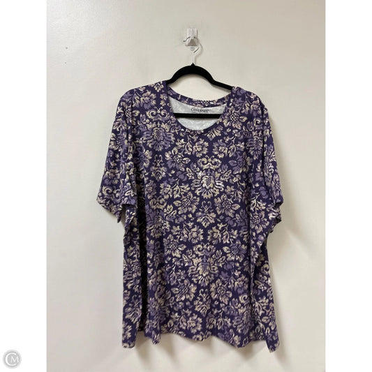 Top Short Sleeve By Catherines In Cream & Purple, Size: 3x
