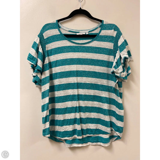 Top Short Sleeve By Chicos In Blue & White, Size: Xl
