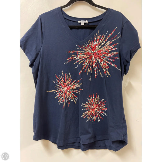 Top Short Sleeve By Chicos In Blue & Red, Size: Xl