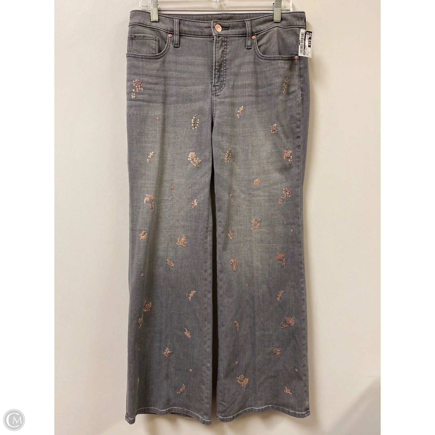 Jeans Flared By Chicos In Grey Denim, Size: 8