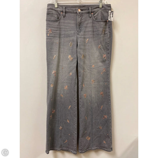 Jeans Flared By Chicos In Grey Denim, Size: 8