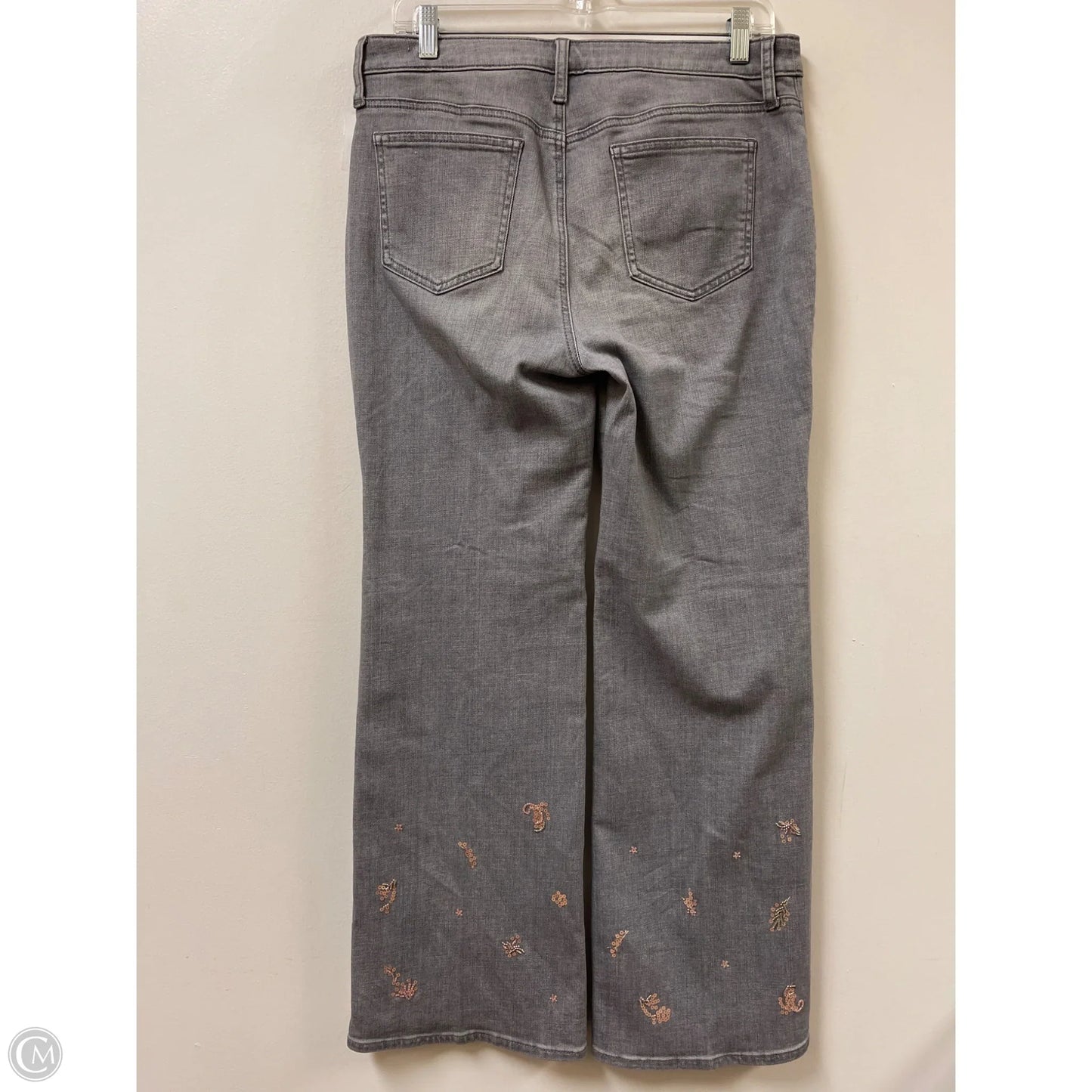 Jeans Flared By Chicos In Grey Denim, Size: 8